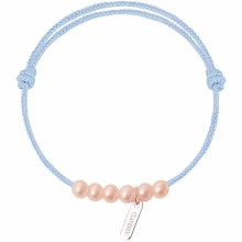 Bracelet enfant Baby little treasures cordon baby blue 6 perles roses 3 mm (or blanc 750°)  par Claverin