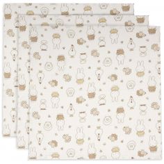 Lot de 3 langes en gaze de coton Miffy Family Farm (70 x 70 cm) - Jollein
