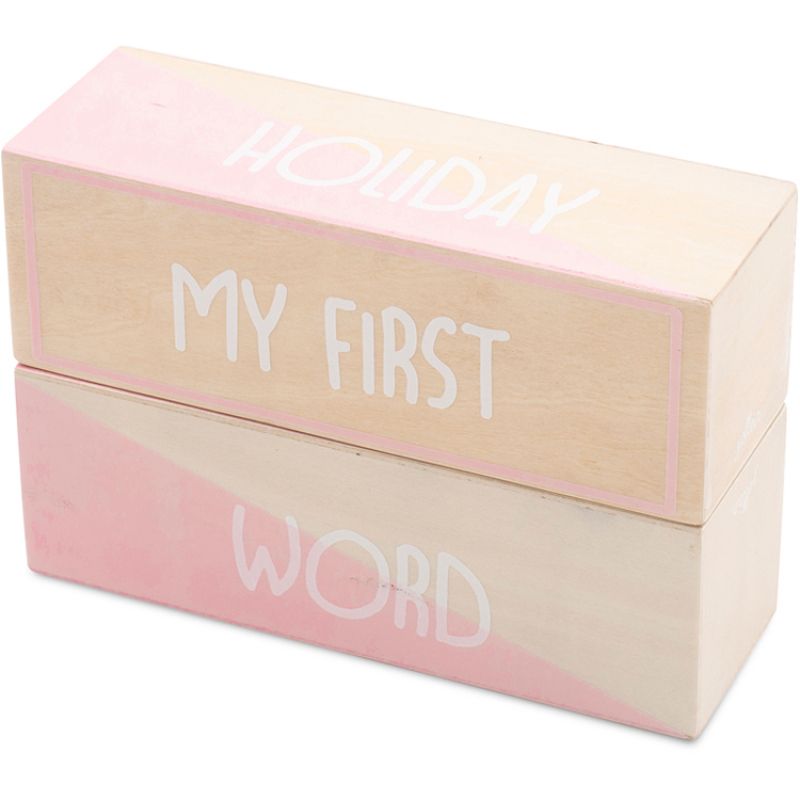 Blocs en bois Mes premiers moments rose et blanc Jollein