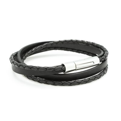 Bracelet double tour Le Mix noir (acier) Petits trésors