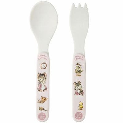 Set de 2 couverts Ernest et Célestine rose Petit Jour Paris