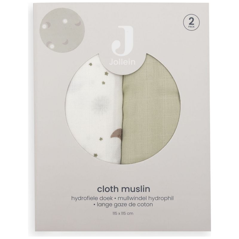 Lot de 2 maxi-langes en gaze de coton Over the Moon (115 x 115 cm) Jollein Packaging 7