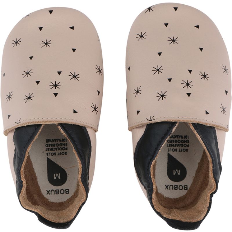 Chaussons bébé en cuir Soft soles snowflakes beige (9-15 mois) Bobux