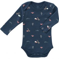 Body manches longues en coton bio Rabbit mood indigo (3-6 mois : 60 à 67 cm) - Fresk