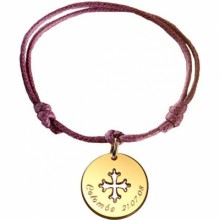 Bracelet cordon maman Croix Occitane (plaqué or jaune)  par Petits trésors