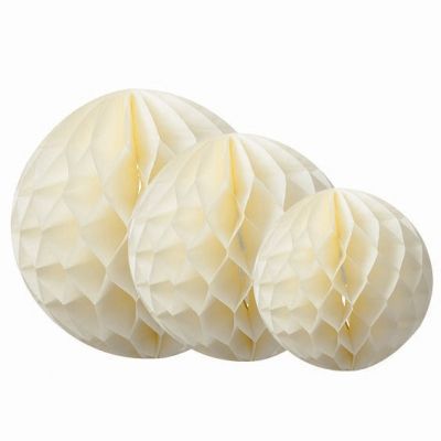 Boules en papier alvéolé ivoire (3 pièces)