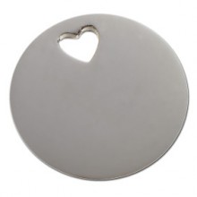 Bracelet empreinte pastille trou coeur sur cordon (or blanc 750°)   par Les Empreintes