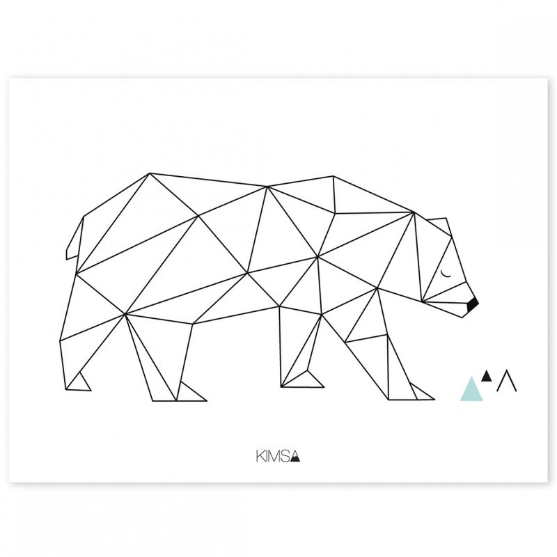 Affiche ours Origami play by Claudia Soria (30 x 40 cm) Lilipinso