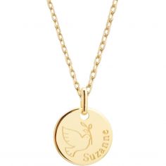 Collier chaîne dessin Colombe personnalisable (plaqué or) - Petits trésors