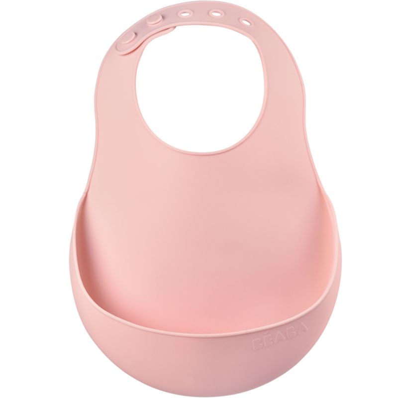 Bavoir en silicone à poche old pink Béaba
