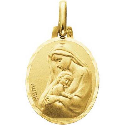 Médaille Vierge à l'enfant personnalisable (or jaune 18 carats)
