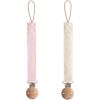 Lot de 2 attaches-sucettes en lin Blush/Cream - Mushie