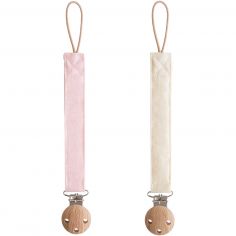Lot de 2 attaches-sucettes en lin Blush-Cream - Mushie