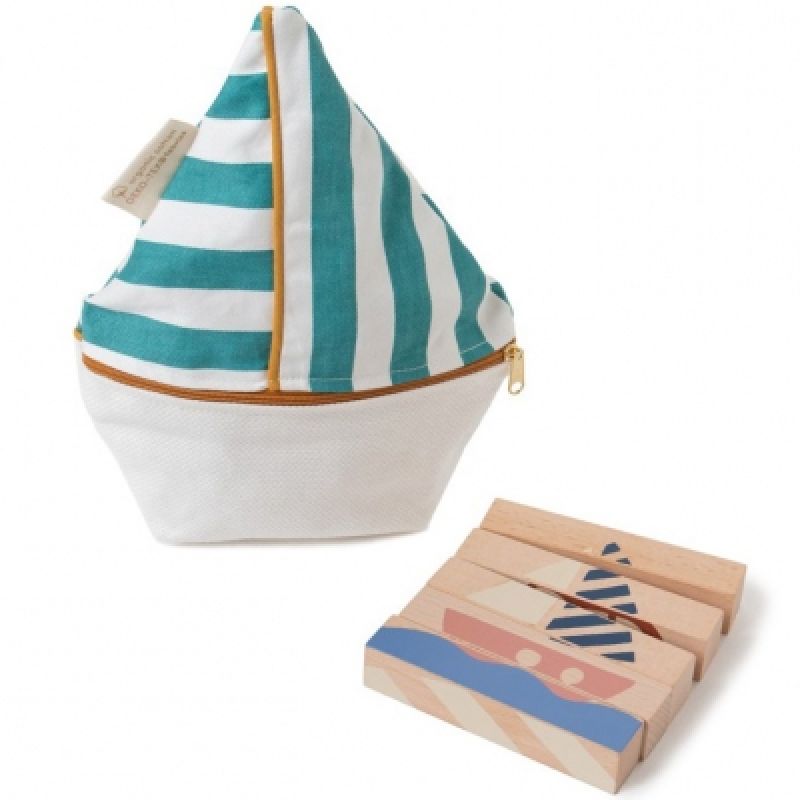 Puzzle baguettes en bois Transports (5 pièces) Nobodinoz