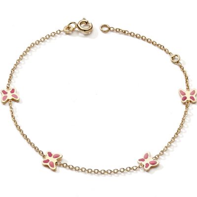 Bracelet Papillon rose (or jaune 375°) Baby bijoux
