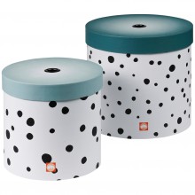 Lot de 2 boîtes de rangement rondes Happy Dots pois bleu  par Done by Deer