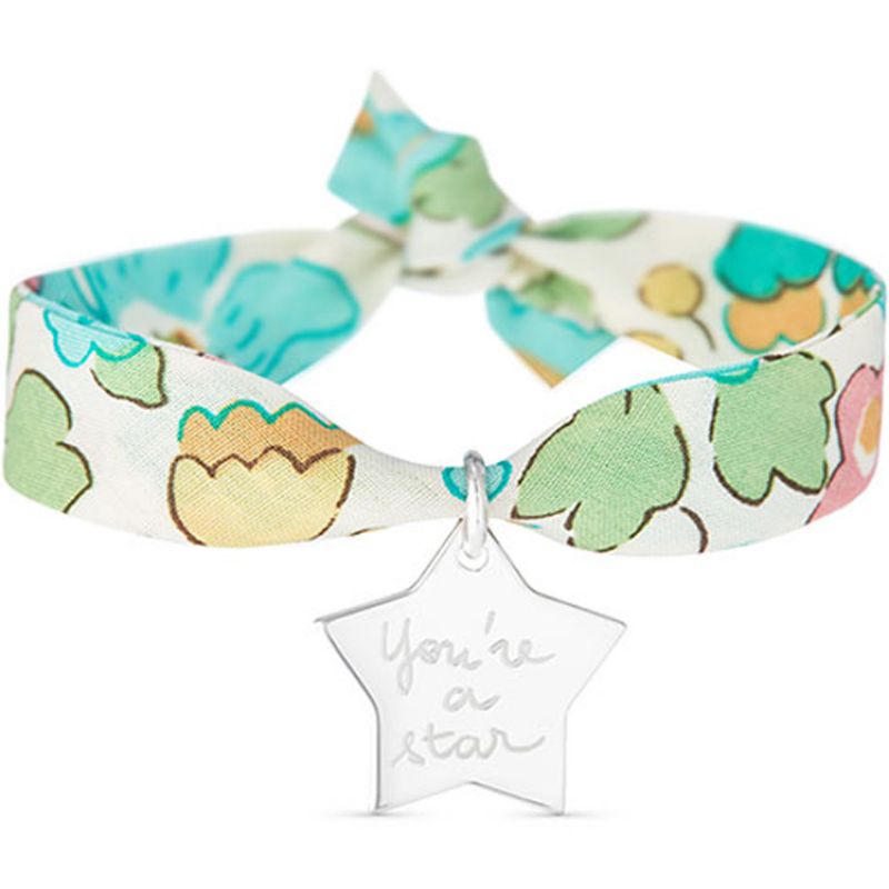 Bracelet enfant Liberty avec étoile personnalisable (argent 925°) Merci Maman