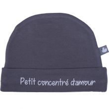 Bonnet de naissance Petit concentré d'amour anthracite (naissance)  par BB & Co
