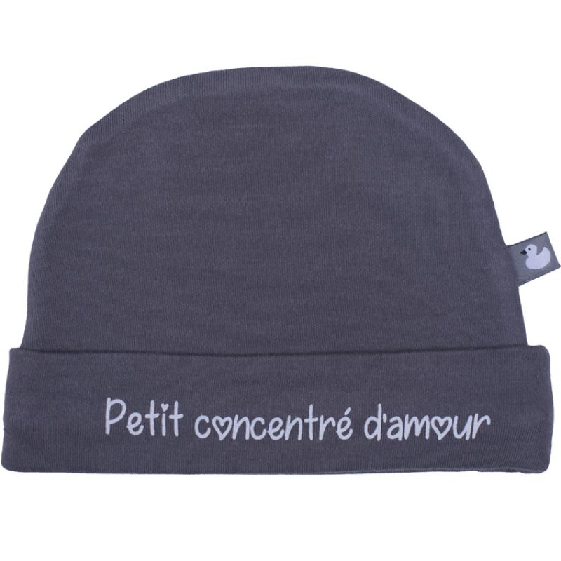 Bonnet de naissance Petit concentré d'amour anthracite (naissance) BB & Co