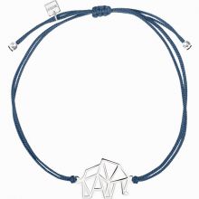 Bracelet sur cordon bleu éléphant Origami (argent 925°)  par Coquine
