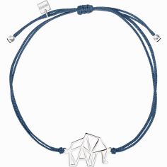 Bracelet sur cordon bleu éléphant Origami (argent 925°)