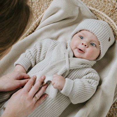 Bonnet bébé en teddy coton bio Soul Linen (0-3 mois)