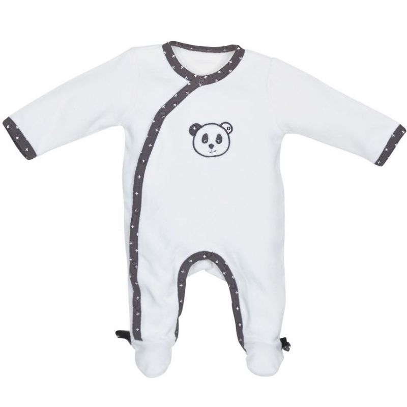 Pyjama chaud velours croisé panda Chao Chao (3 mois) Sauthon