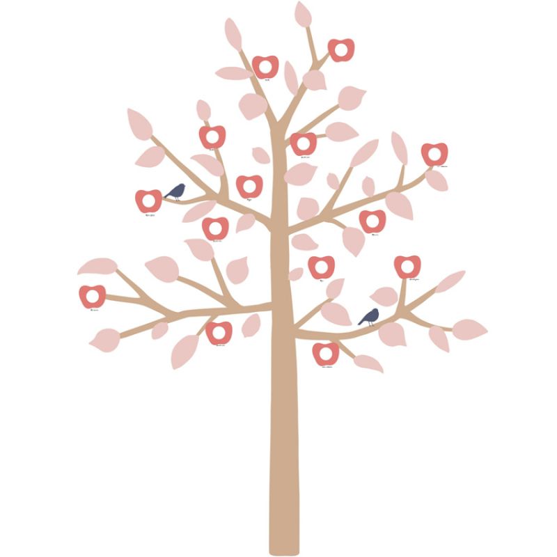 Sticker géant arbre généalogique Family Tree rose (180 cm) Mimi'lou