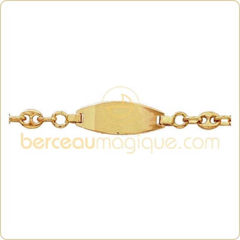 Gourmette bébé plaque tonneau (or jaune 750°) Berceau magique bijoux