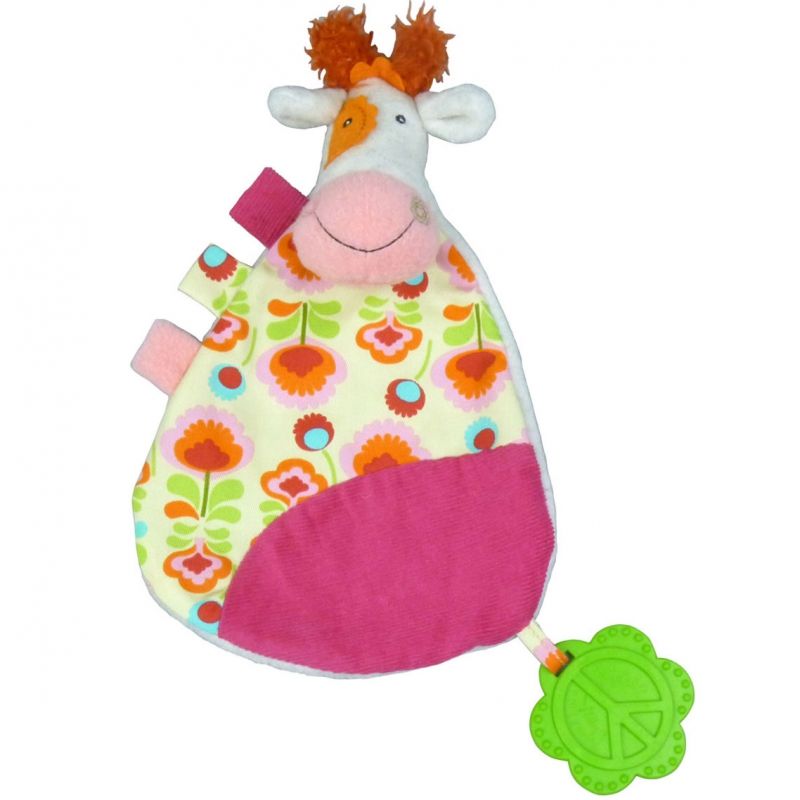 Doudou plat Anémone la vache La Happy Farm (30 cm) Ebulobo