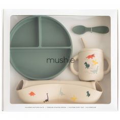 Coffret repas en silicone Dino (4 pièces) - Mushie
