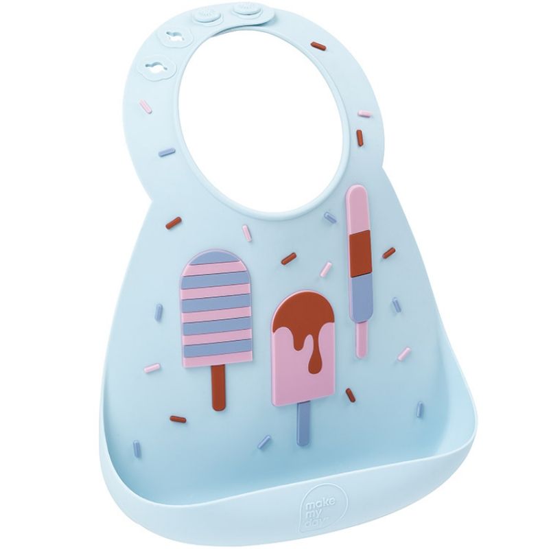 Bavoir silicone à poche Glaces bleu Make My Day