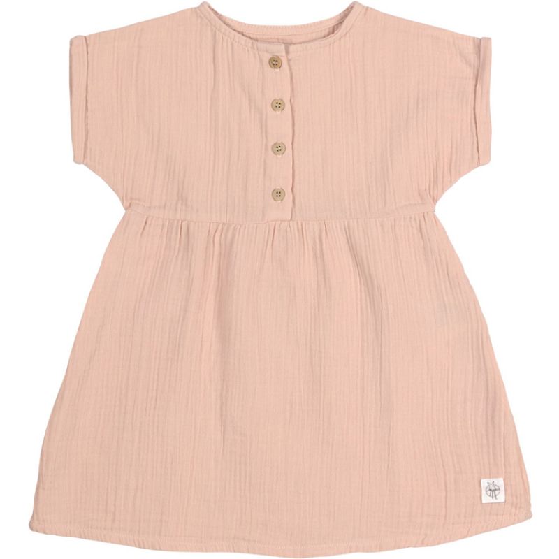 Robe en mousseline de coton bio GOTS rose (3-6 mois) Lässig