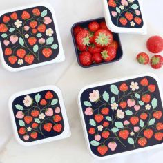 Lot de 4 boîtes à goûter Fraises