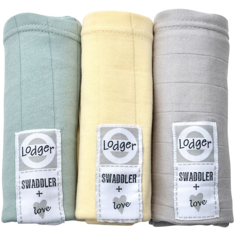 Lot de 3 langes Scandi Solid vert, jaune, gris (70 x 70 cm) Lodger