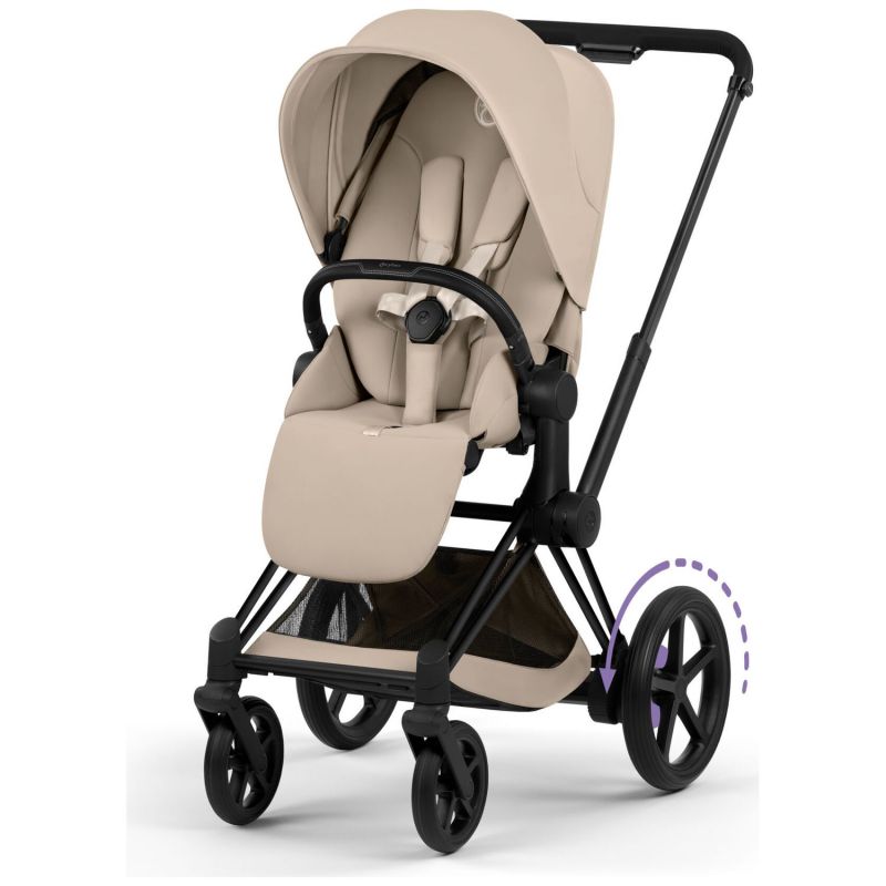 Duo e-PRIAM 2026 Poussette électrique tout-terrain avec nacelle pliable Matt Black Cozy Beige Cybex Produit 2