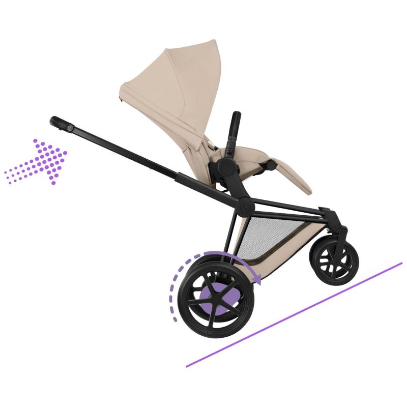 Duo e-PRIAM 2026 Poussette électrique tout-terrain avec nacelle pliable Matt Black Cozy Beige Cybex Produit 6