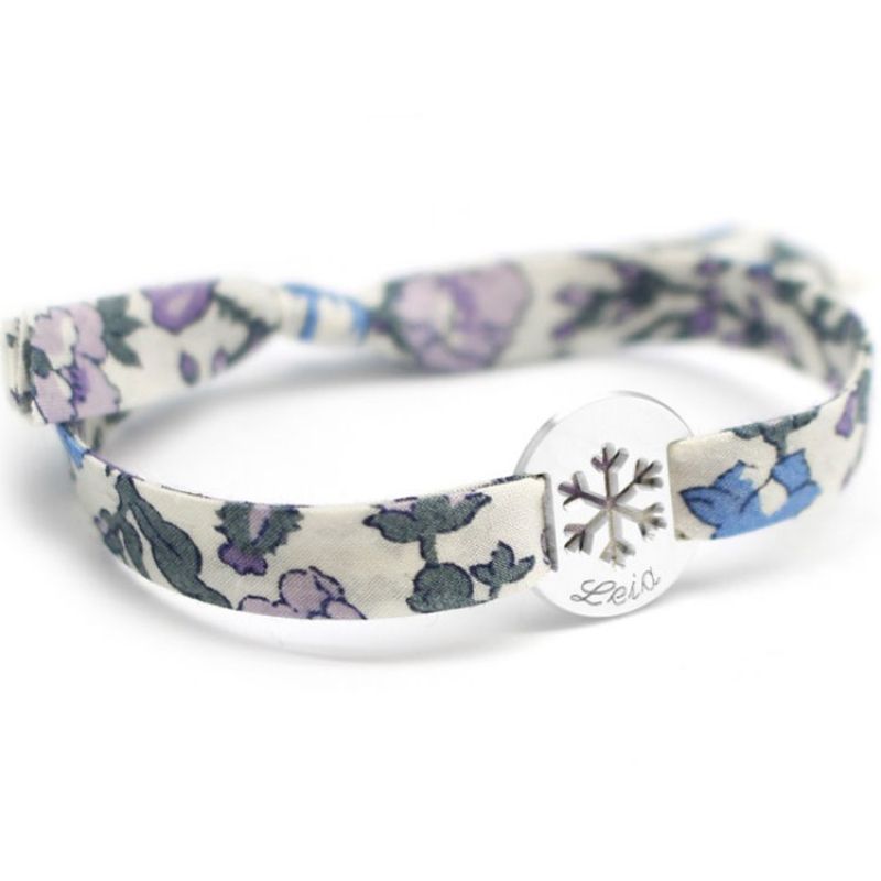 Bracelet Liberty ruban flocon personnalisable (argent 925°) Petits trésors