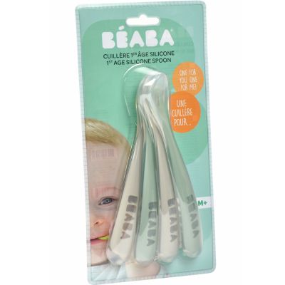 BEABA® Cuillère bébé 1er âge silicone gris velours/vert sauge lot de 2
