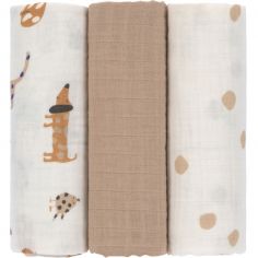 Lot de 3 langes en coton bio Little Mateys (85 x 85 cm) - Lässig 