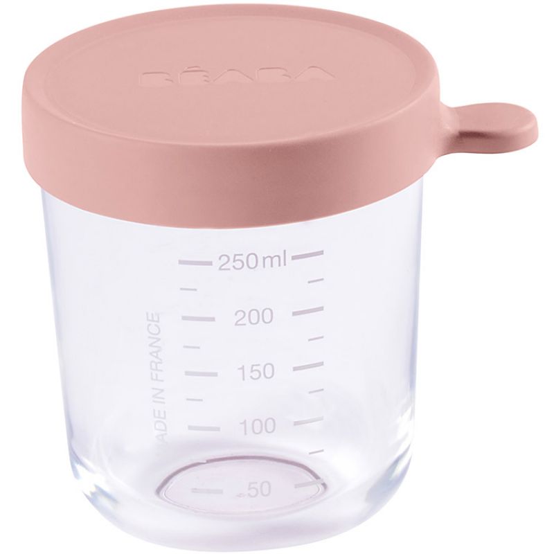 Pot de conservation Portion en verre rose (250 ml) Béaba