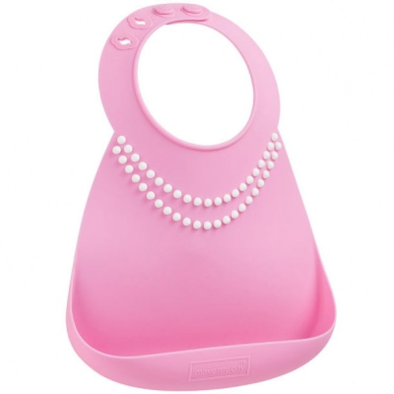 Bavoir silicone à poche Collier de perles rose Make My Day