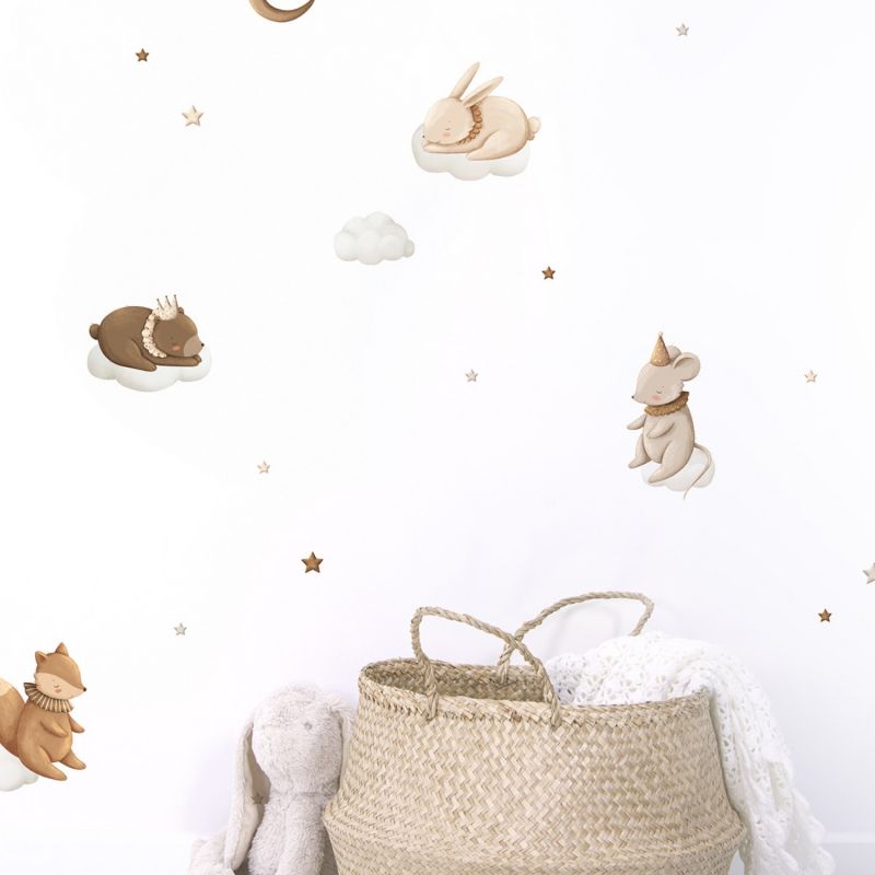 Planche de stickers muraux Animaux endormis (A3) Lilipinso Ambiance 4