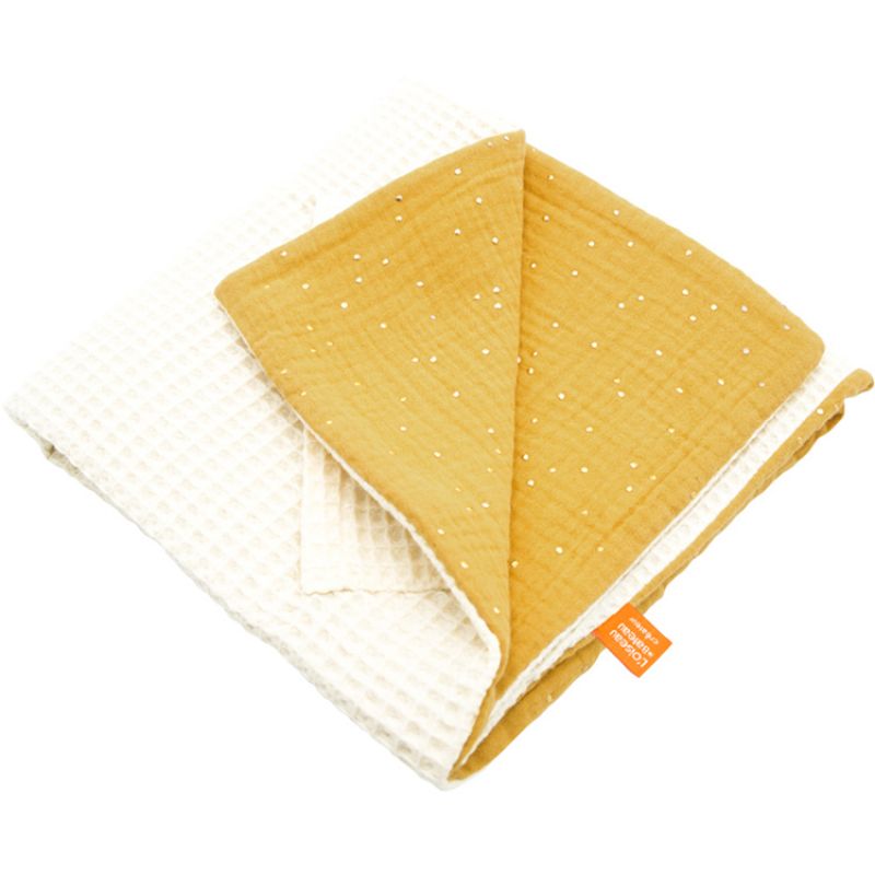 Couverture réversible en nid d'abeille Écru personnalisable (95 x 70 cm) L'oiseau bateau