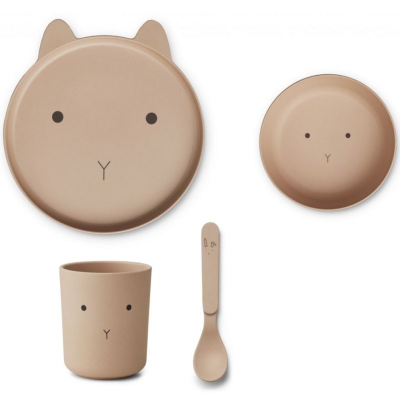 Coffret repas en bioplastique Brody lapin rose (4 pièces) Liewood