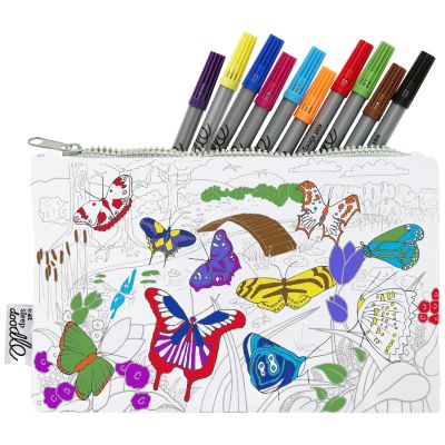 Trousse à colorier lavable et réutilisable Papillons avec 10 feutres