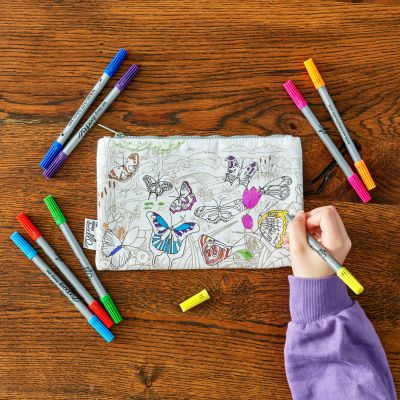Trousse à colorier lavable et réutilisable Papillons avec 10 feutres