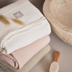 Lot de 2 maxi-langes en coton Wild Rose-Ivory (115 x 115 cm)