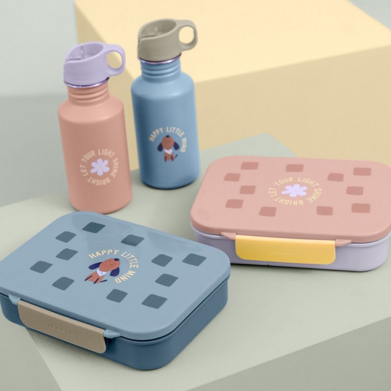 Gourde pour enfant inox Pattern Party rose et lilas Lässig Produit ouvert 2