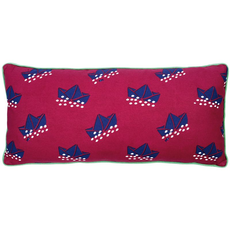Coussin rectangulaire long bateaux en papier (25 x 55 cm) Mimi'lou